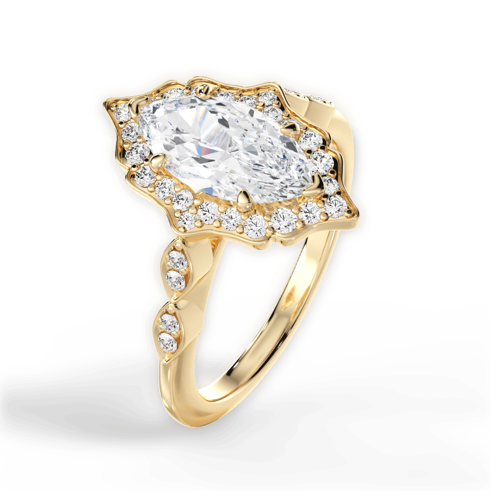Julie Marquise Cut Lab Grown Diamond 18Kt Yellow Gold Engagement Ring - View 3