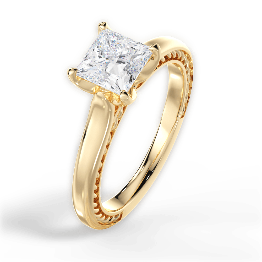 Carrie Princess Cut Lab Grown Diamond 18Kt Yellow Gold Engagement Ring - View 2