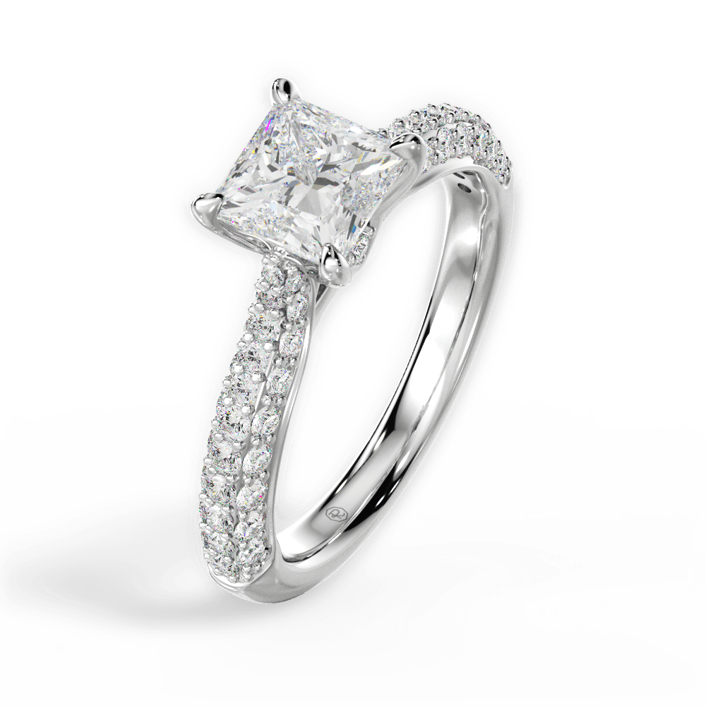 Kira Princess Cut Lab Grown Diamond Platinum Engagement Ring - View 2