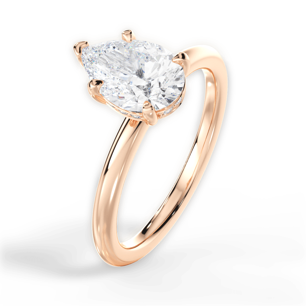 Brenda Pear Cut Lab Grown Diamond 18Kt Rose Gold Engagement Ring - View 3
