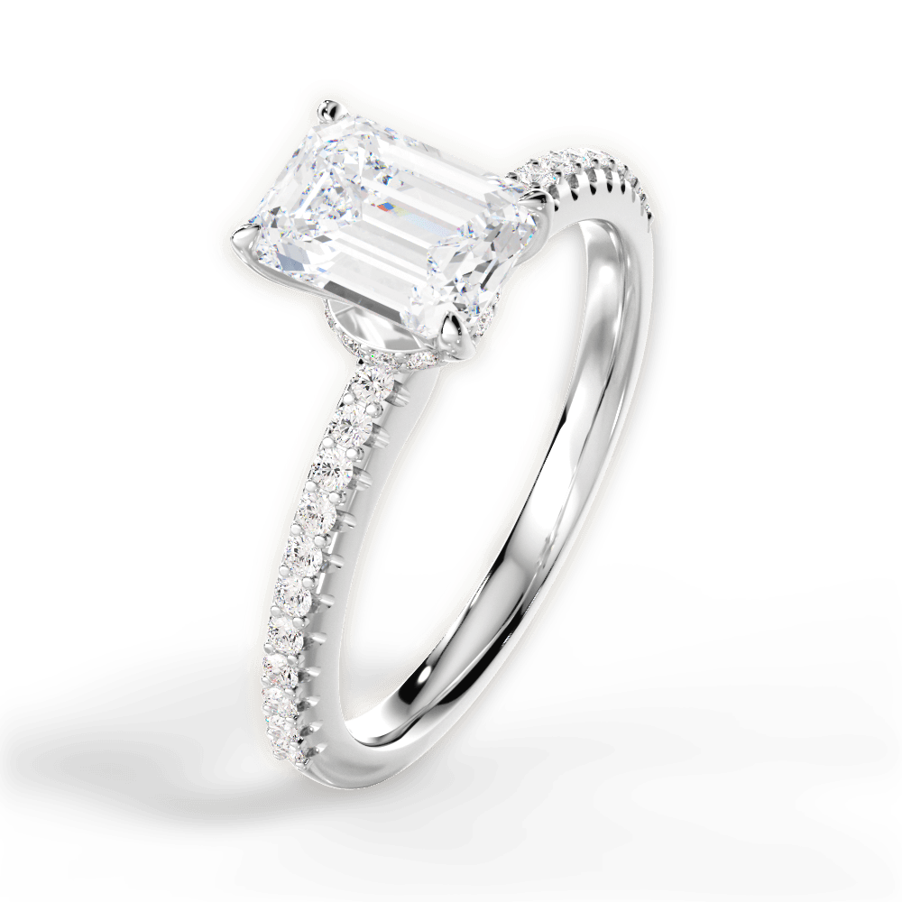 Giselle Emerald Cut Lab Grown Diamond Platinum Engagement Ring - View 4