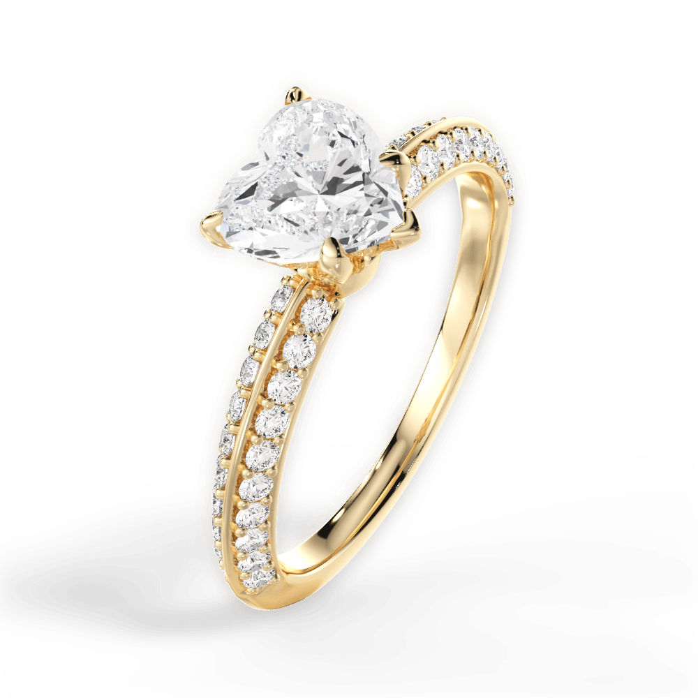 Gail Heart Cut Lab Grown Diamond 18Kt Yellow Gold Engagement Ring - View 3
