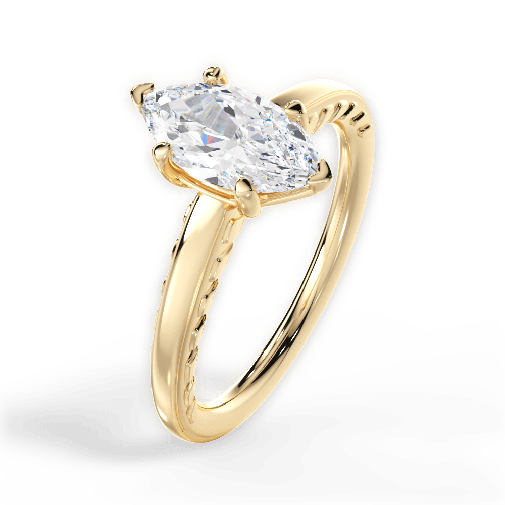 Annette Marquise Cut Lab Grown Diamond 18Kt Yellow Gold Engagement Ring - View 2