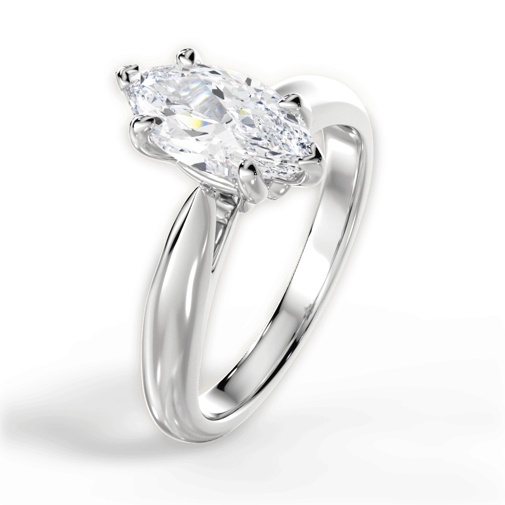 Beverly Marquise Cut Lab Grown Diamond 14Kt White Gold Engagement Ring - View 4