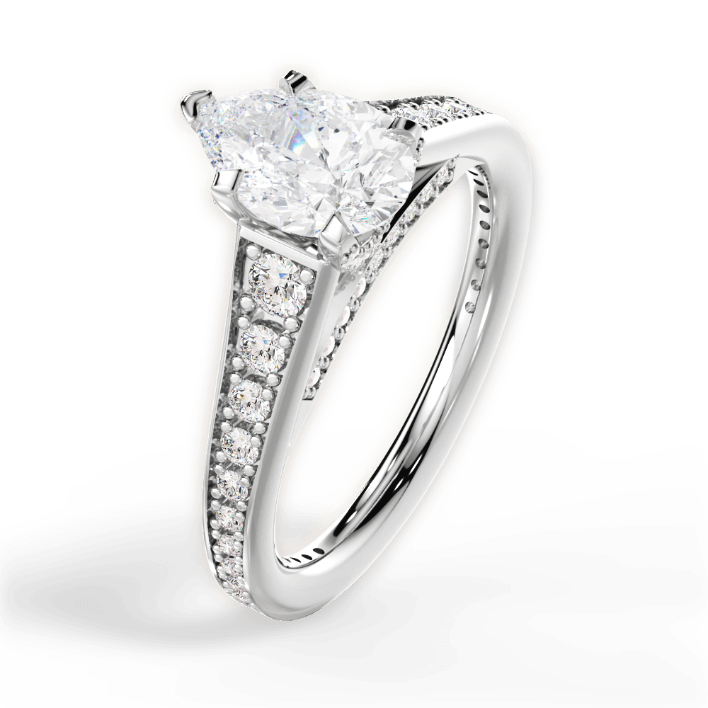 Leslie Pear Cut Lab Grown Diamond 14Kt White Gold Engagement Ring - View 2