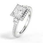 Julia Princess Cut Lab Grown Diamond 18Kt White Gold Engagement Ring - View 3