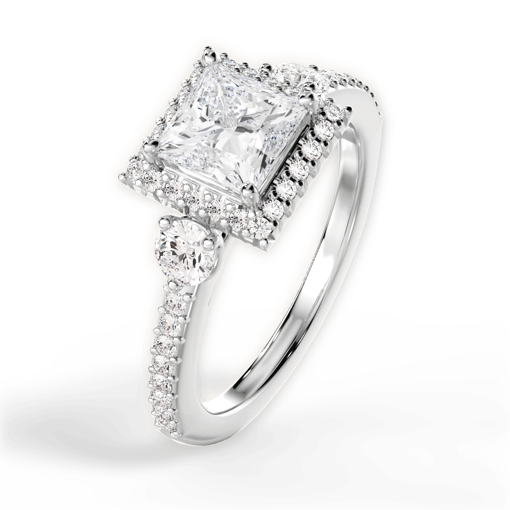 Julia Princess Cut Lab Grown Diamond 18Kt White Gold Engagement Ring - View 3