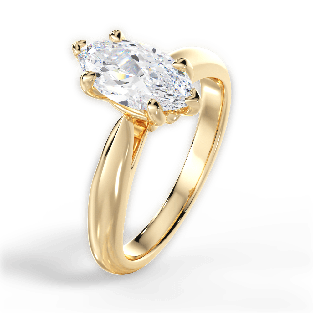 Dolores Marquise Cut Lab Grown Diamond 18Kt Yellow Gold Engagement Ring - View 4