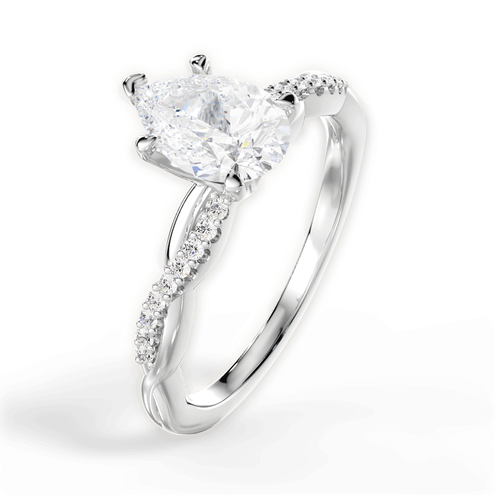 Charlotte Pear Cut Lab Grown Diamond 14Kt White Gold Engagement Ring - View 4