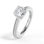 Janet Cushion Cut Lab Grown Diamond 14Kt White Gold Engagement Ring - View 3
