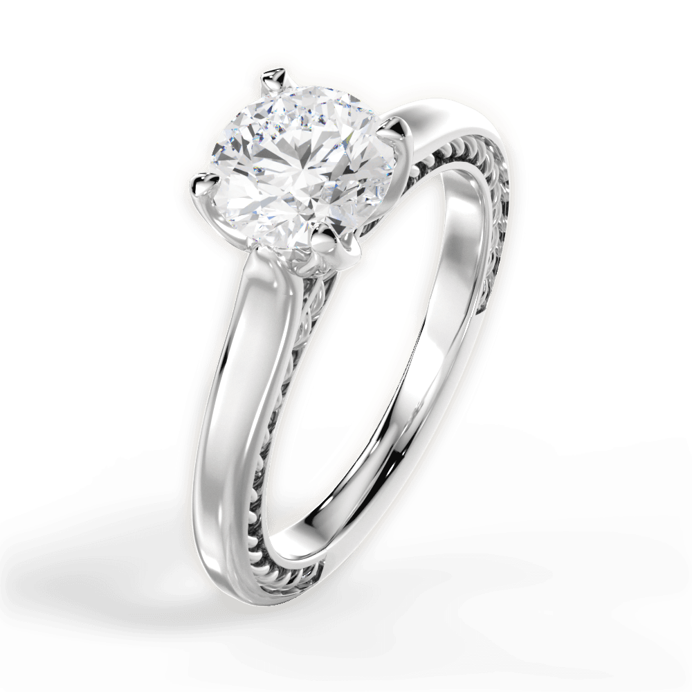 Carrie Round Cut Lab Grown Diamond Platinum Engagement Ring - View 2