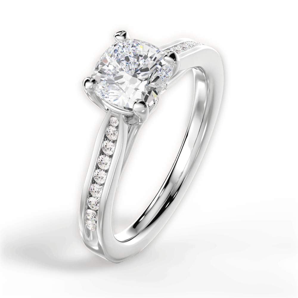 Elena Cushion Cut Lab Grown Diamond Platinum Engagement Ring - View 3