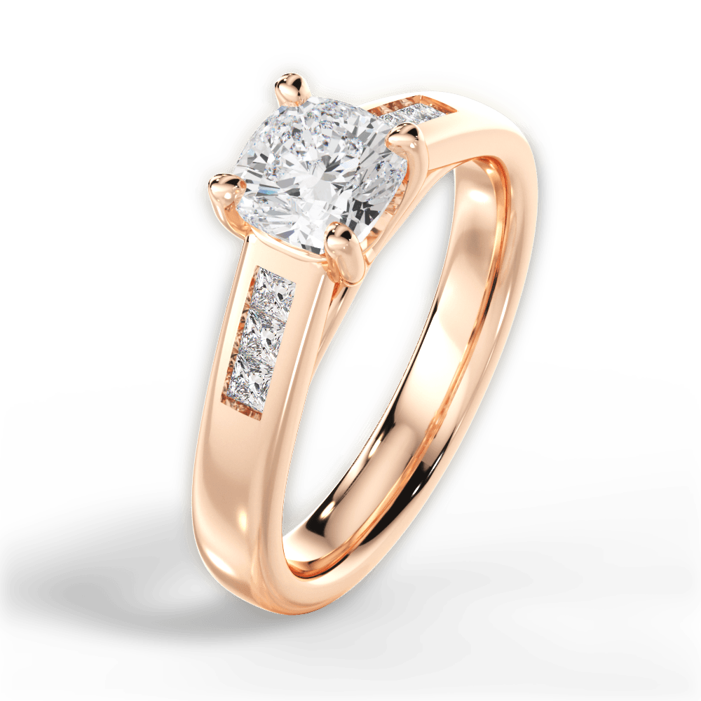 Brittany Cushion Cut Lab Grown Diamond 18Kt Rose Gold Engagement Ring - View 3