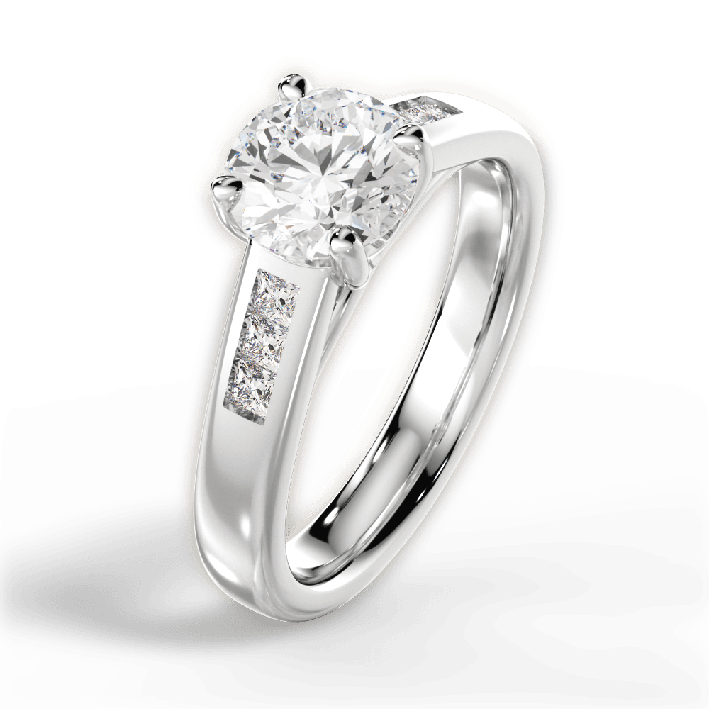 Brittany Round Cut Lab Grown Diamond Platinum Engagement Ring - View 4