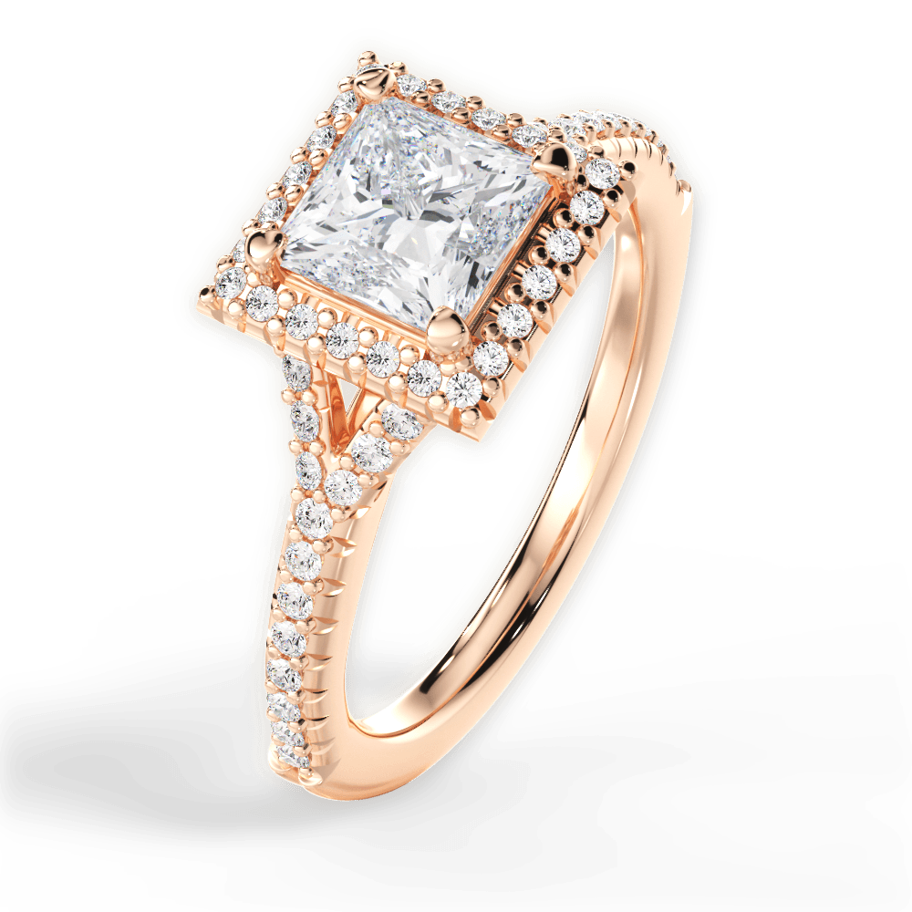 Judy Princess Cut Lab Grown Diamond 18Kt Rose Gold Engagement Ring - View 2