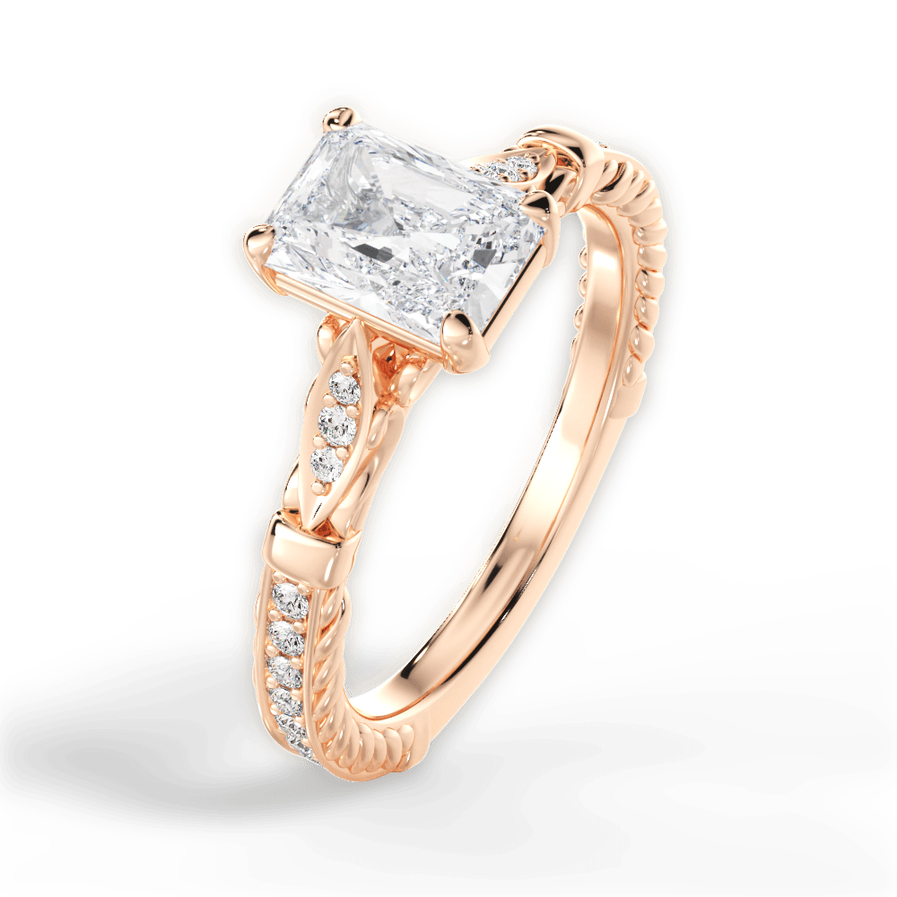 Gabriela Radiant Cut Lab Grown Diamond 18Kt Rose Gold Engagement Ring - View 2