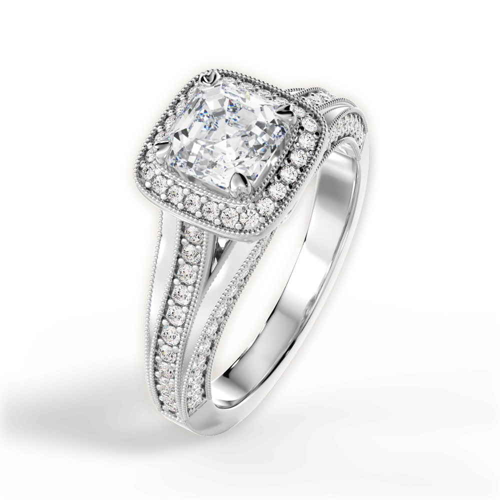 Lillian Asscher Cut Lab Grown Diamond 18Kt White Gold Engagement Ring - View 2