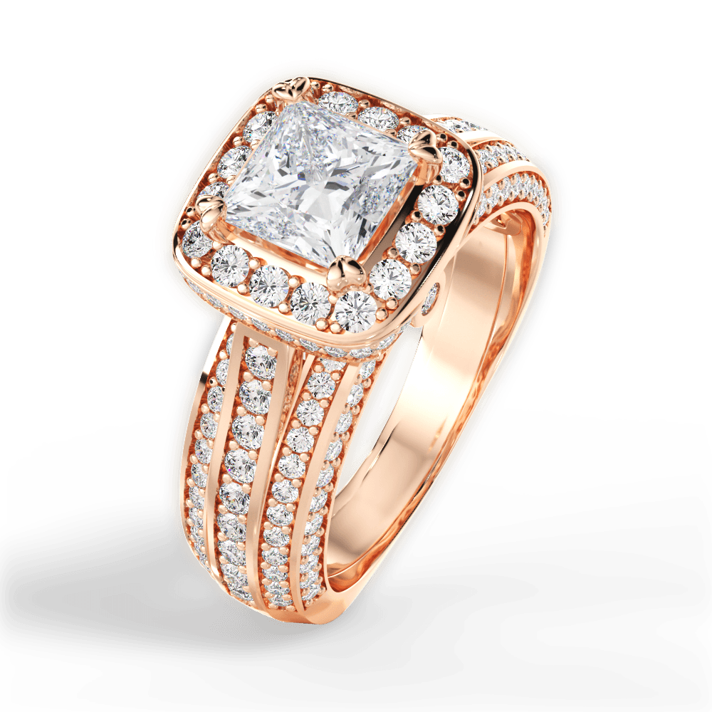 Madison Princess Cut Lab Grown Diamond 18Kt Rose Gold Engagement Ring - View 4