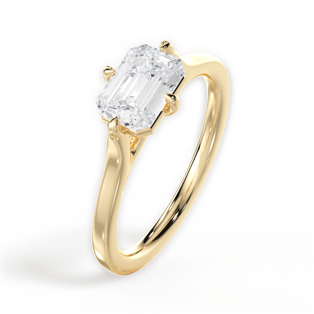 Bernadette Emerald Cut Lab Grown Diamond 18Kt Yellow Gold Engagement Ring - View 4