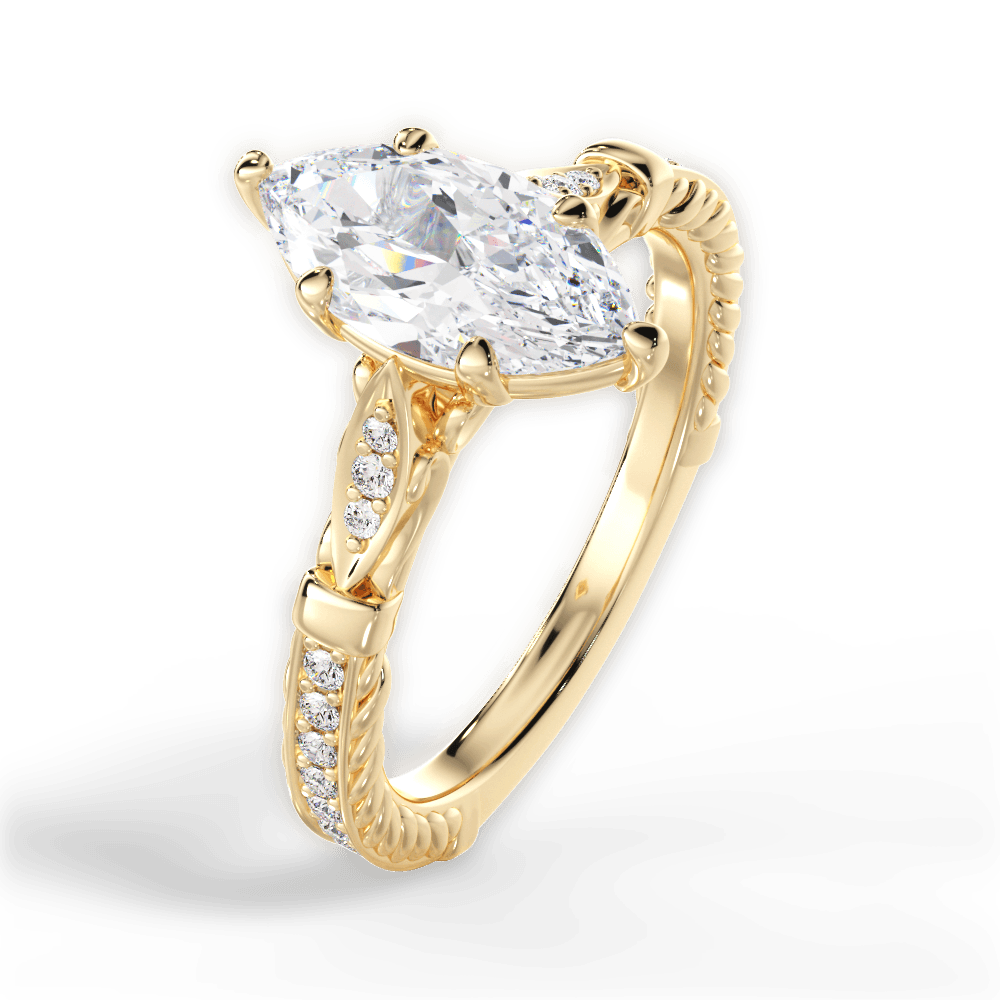 Gabriela Marquise Cut Lab Grown Diamond 18Kt Yellow Gold Engagement Ring - View 3