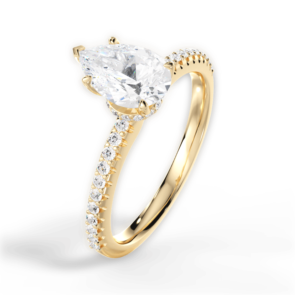 Giselle Pear Cut Lab Grown Diamond 18Kt Yellow Gold Engagement Ring - View 2