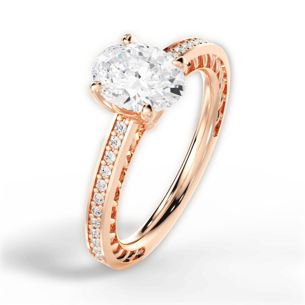 Donna Oval Cut Lab Grown Diamond 18Kt Rose Gold Engagement Ring - View 4