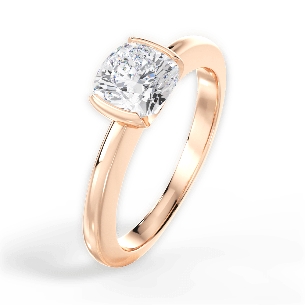 Bridget Cushion Cut Lab Grown Diamond 18Kt Rose Gold Engagement Ring - View 2