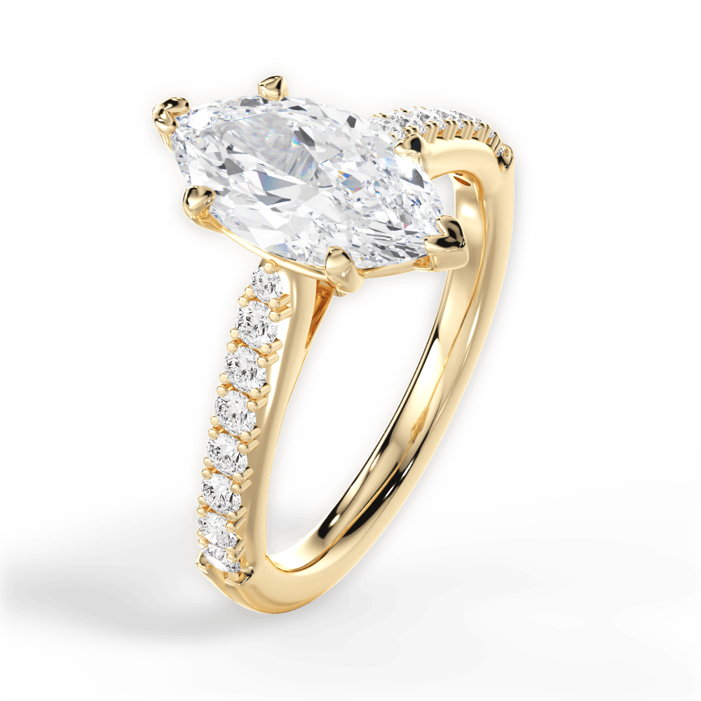 Elizabeth Marquise Cut Lab Grown Diamond 18Kt Yellow Gold Engagement Ring - View 4