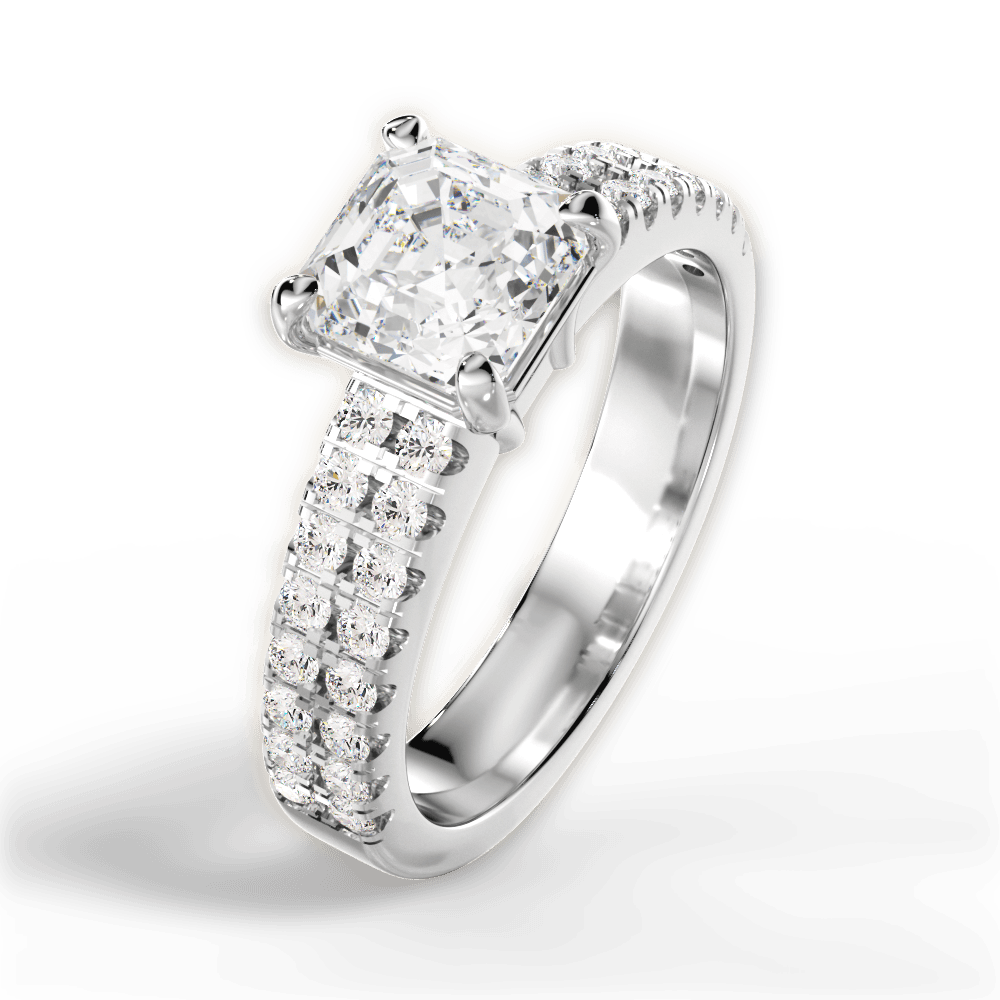 Kayla Asscher Cut Lab Grown Diamond 18Kt White Gold Engagement Ring - View 3