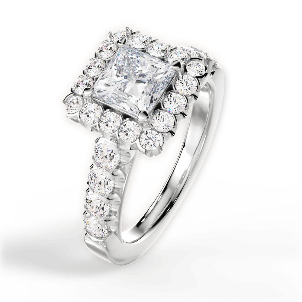 Lacey Princess Cut Lab Grown Diamond 14Kt White Gold Engagement Ring - View 3