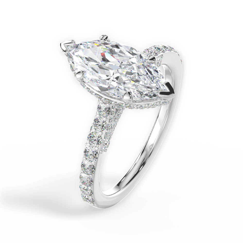 Laura Marquise Cut Lab Grown Diamond 18Kt White Gold Engagement Ring - View 3