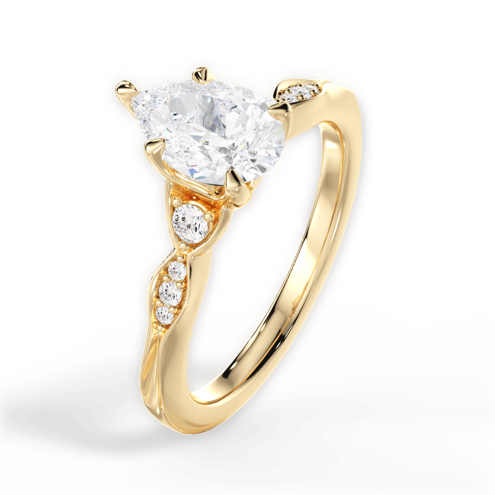 Cassie Pear Cut Lab Grown Diamond 18Kt Yellow Gold Engagement Ring - View 3