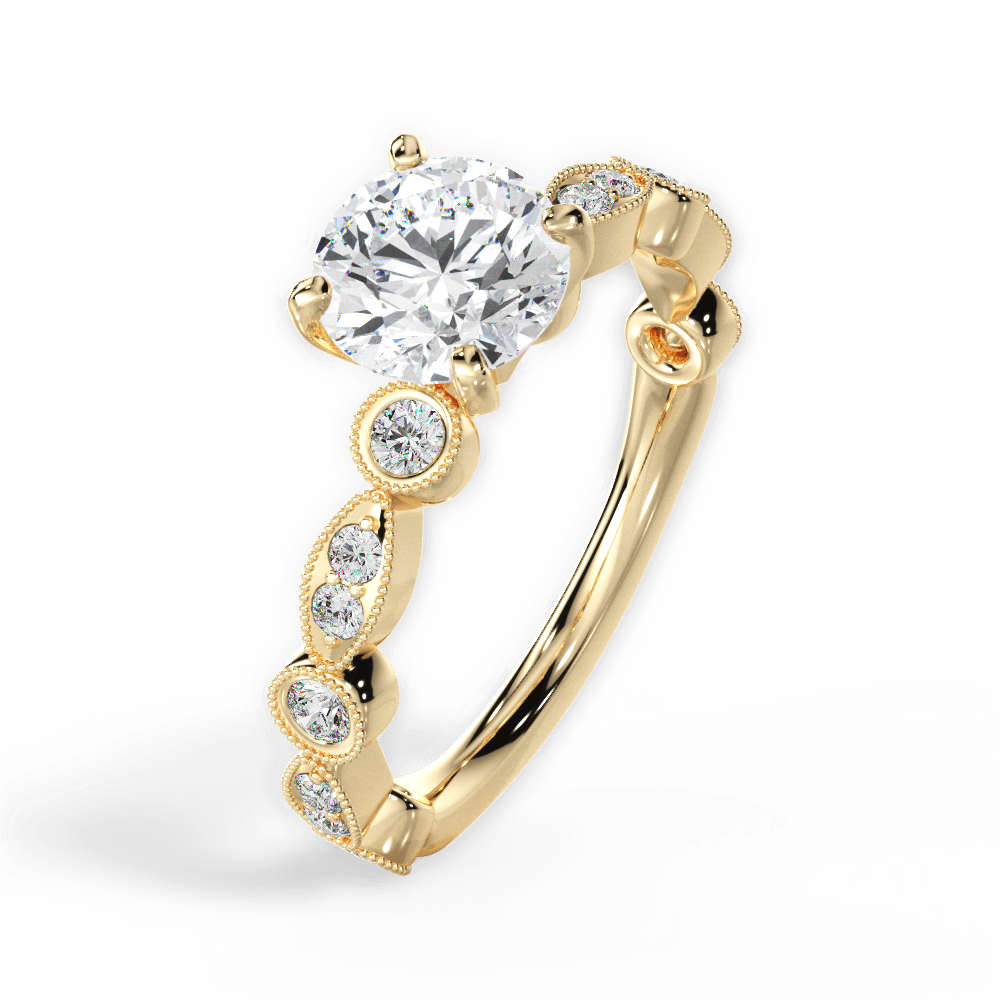 Edith Round Cut Lab Grown Diamond 18Kt Yellow Gold Engagement Ring - View 4
