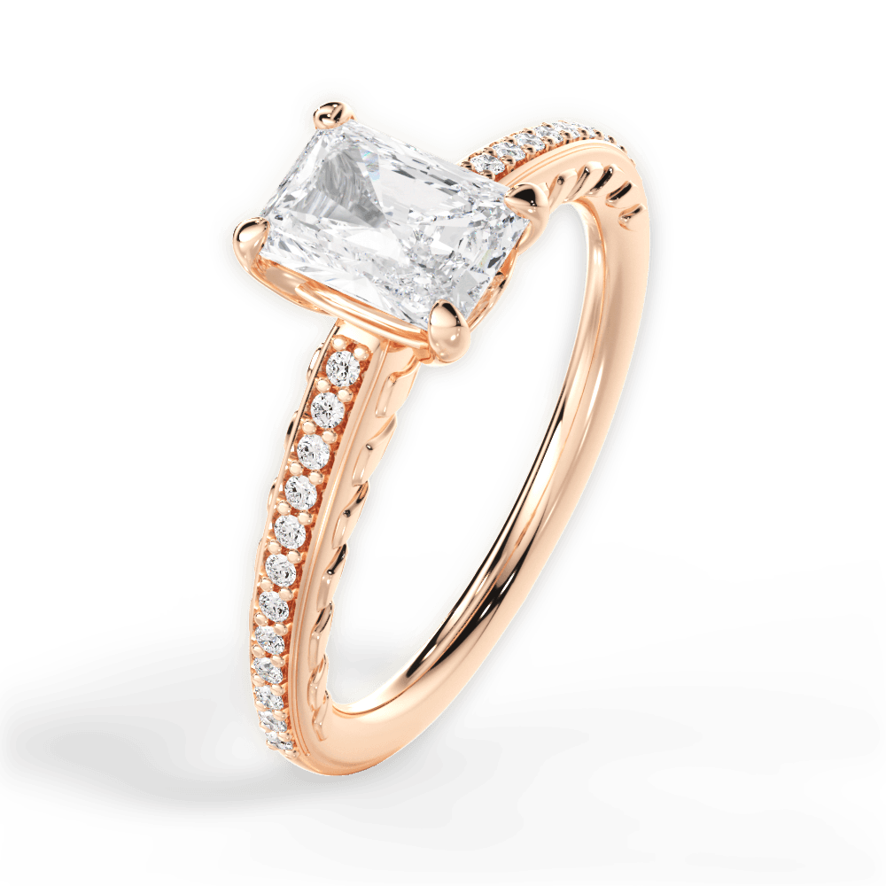 Caroline Radiant Cut Lab Grown Diamond 18Kt Rose Gold Engagement Ring - View 3