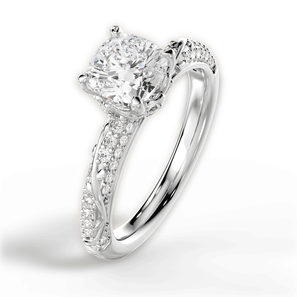 Josephine Cushion Cut Lab Grown Diamond 18Kt White Gold Engagement Ring - View 3