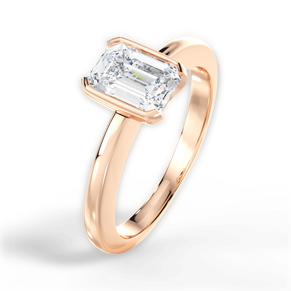 Bridget Emerald Cut Lab Grown Diamond 18Kt Rose Gold Engagement Ring - View 2