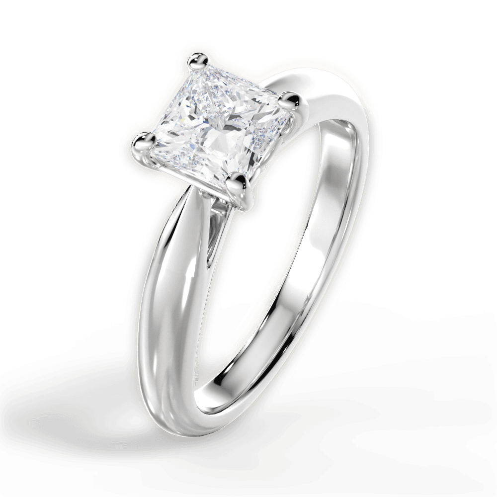 Amy Princess Cut Lab Grown Diamond 18Kt White Gold Engagement Ring - View 4