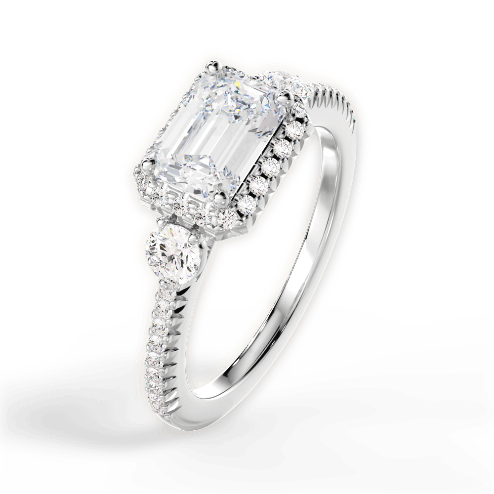 Kara Emerald Cut Lab Grown Diamond Platinum Engagement Ring - View 2