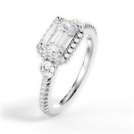 Kara Emerald Cut Lab Grown Diamond 18Kt White Gold Engagement Ring - View 2