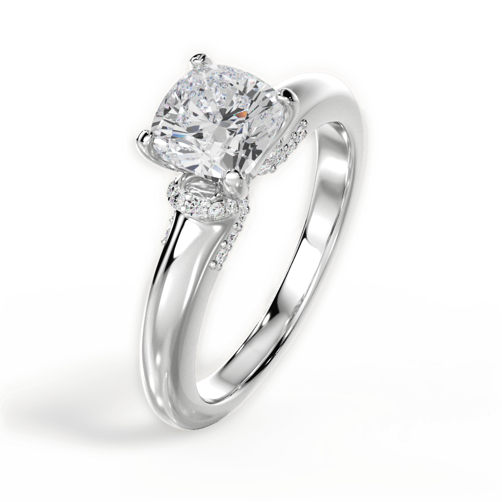 Florence Cushion Cut Lab Grown Diamond 18Kt White Gold Engagement Ring - View 2