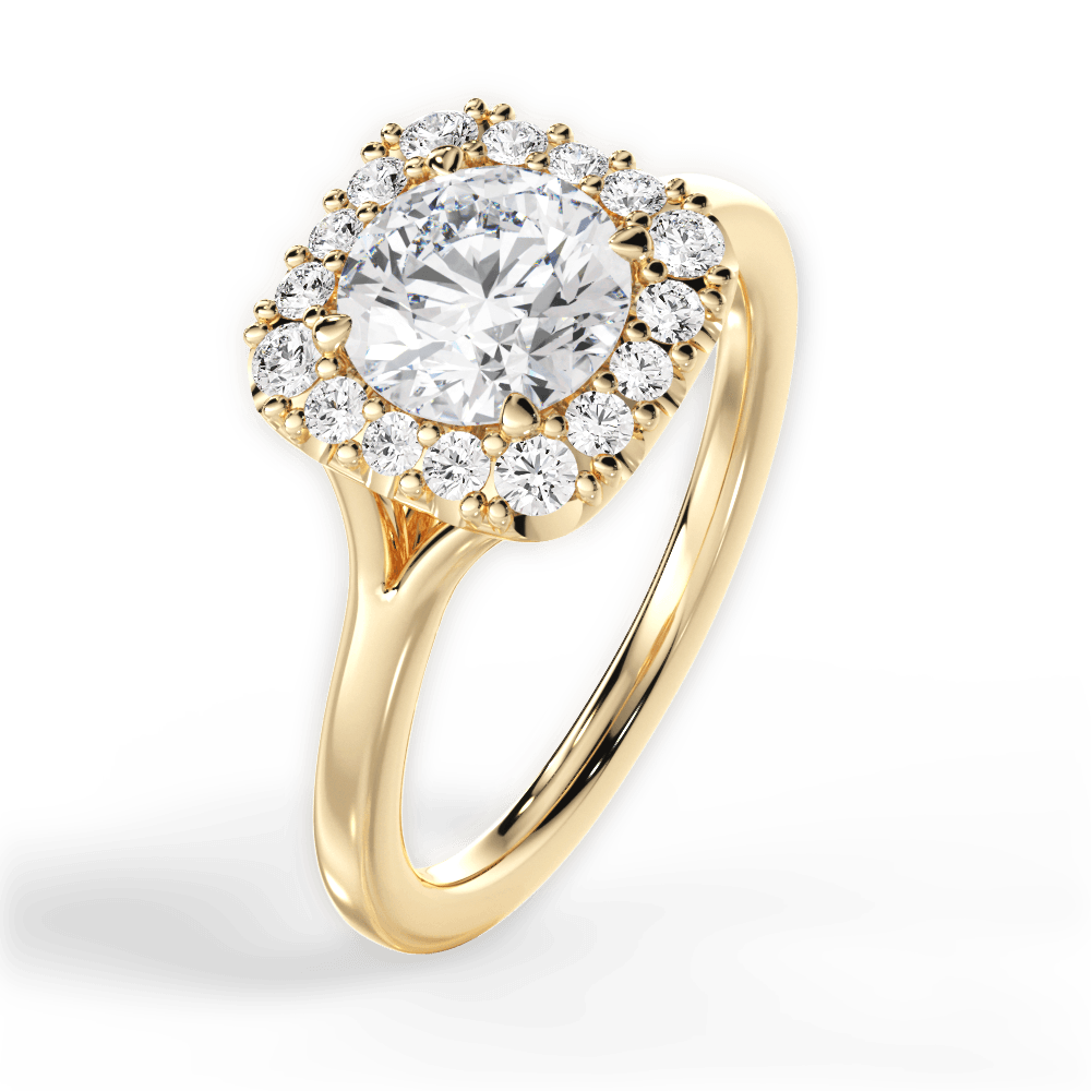 Geneva Round Cut Lab Grown Diamond 18Kt Yellow Gold Engagement Ring - View 3