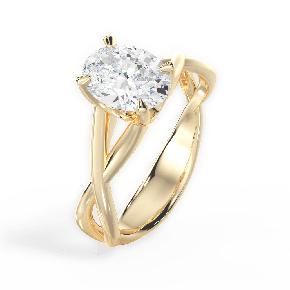 Aubrey Oval Cut Lab Grown Diamond 18Kt Yellow Gold Engagement Ring - View 2