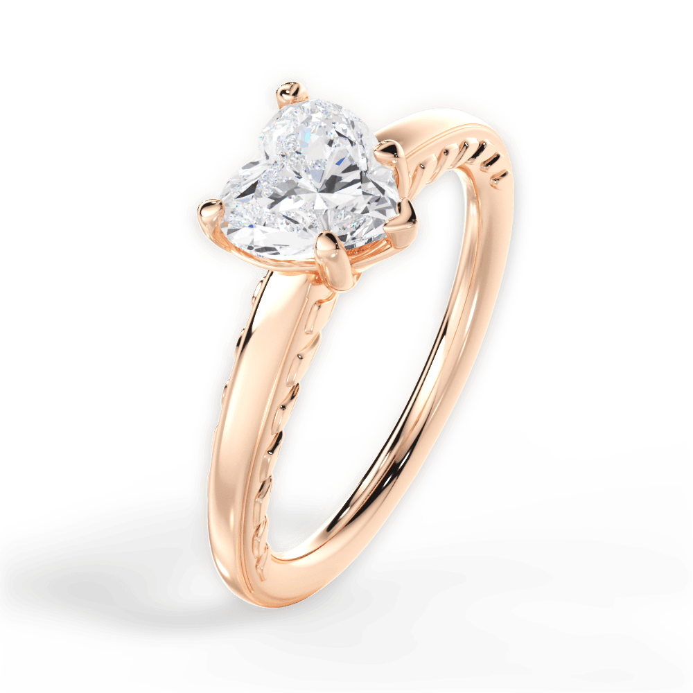 Annette Heart Cut Lab Grown Diamond 18Kt Rose Gold Engagement Ring - View 3