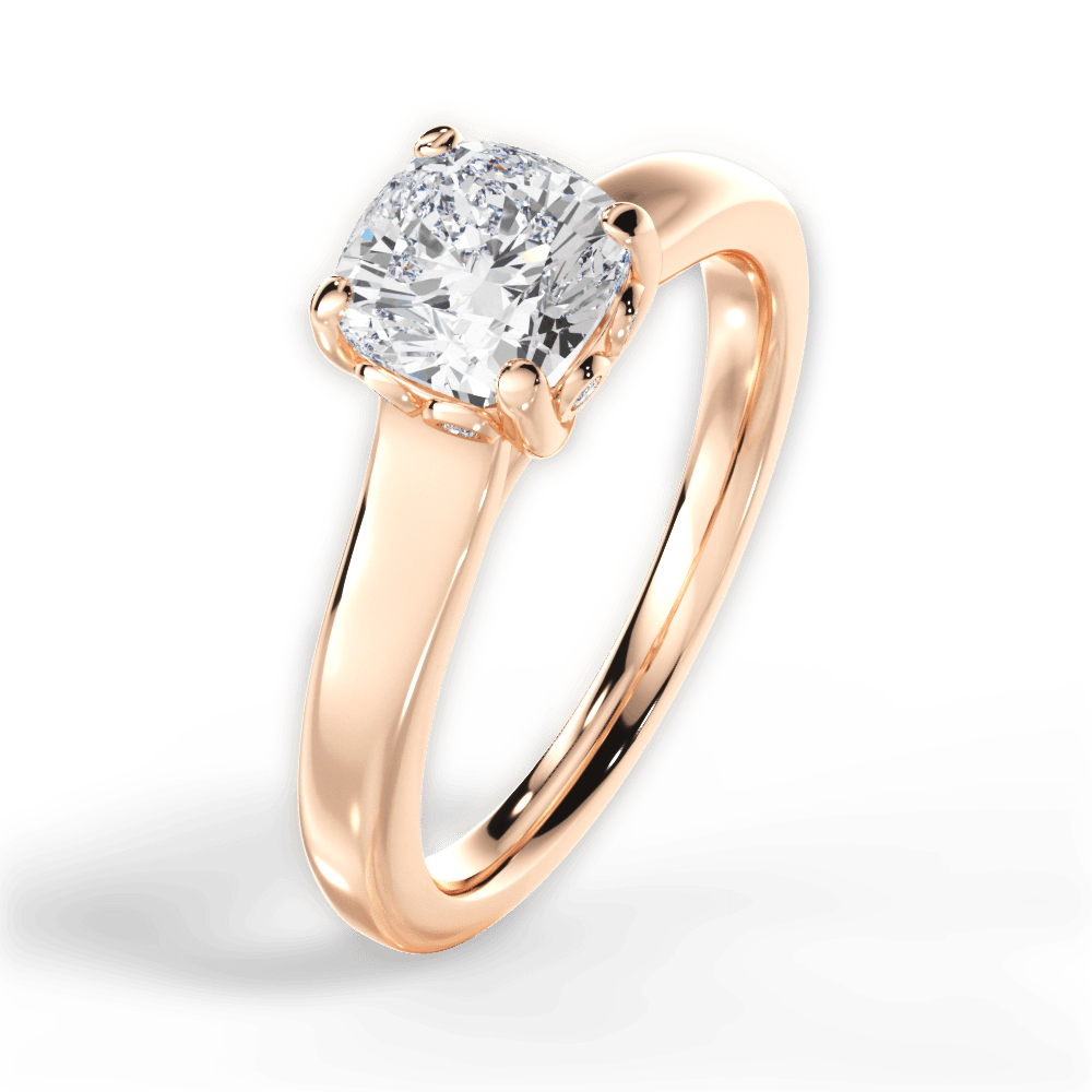 Carol Cushion Cut Lab Grown Diamond 18Kt Rose Gold Engagement Ring - View 2