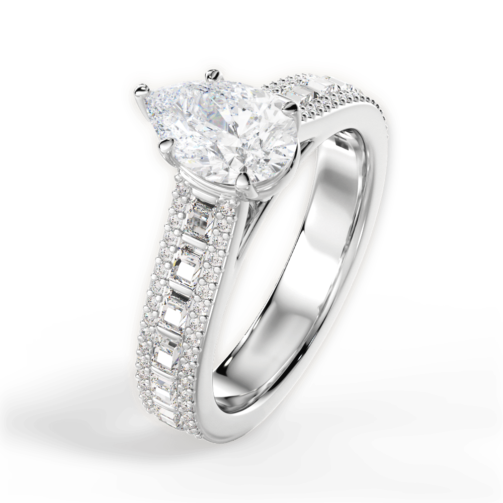 Lynn Pear Cut Lab Grown Diamond Platinum Engagement Ring - View 2