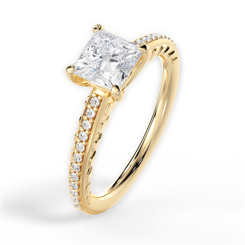 Caroline Princess Cut Lab Grown Diamond 18Kt Yellow Gold Engagement Ring - View 4