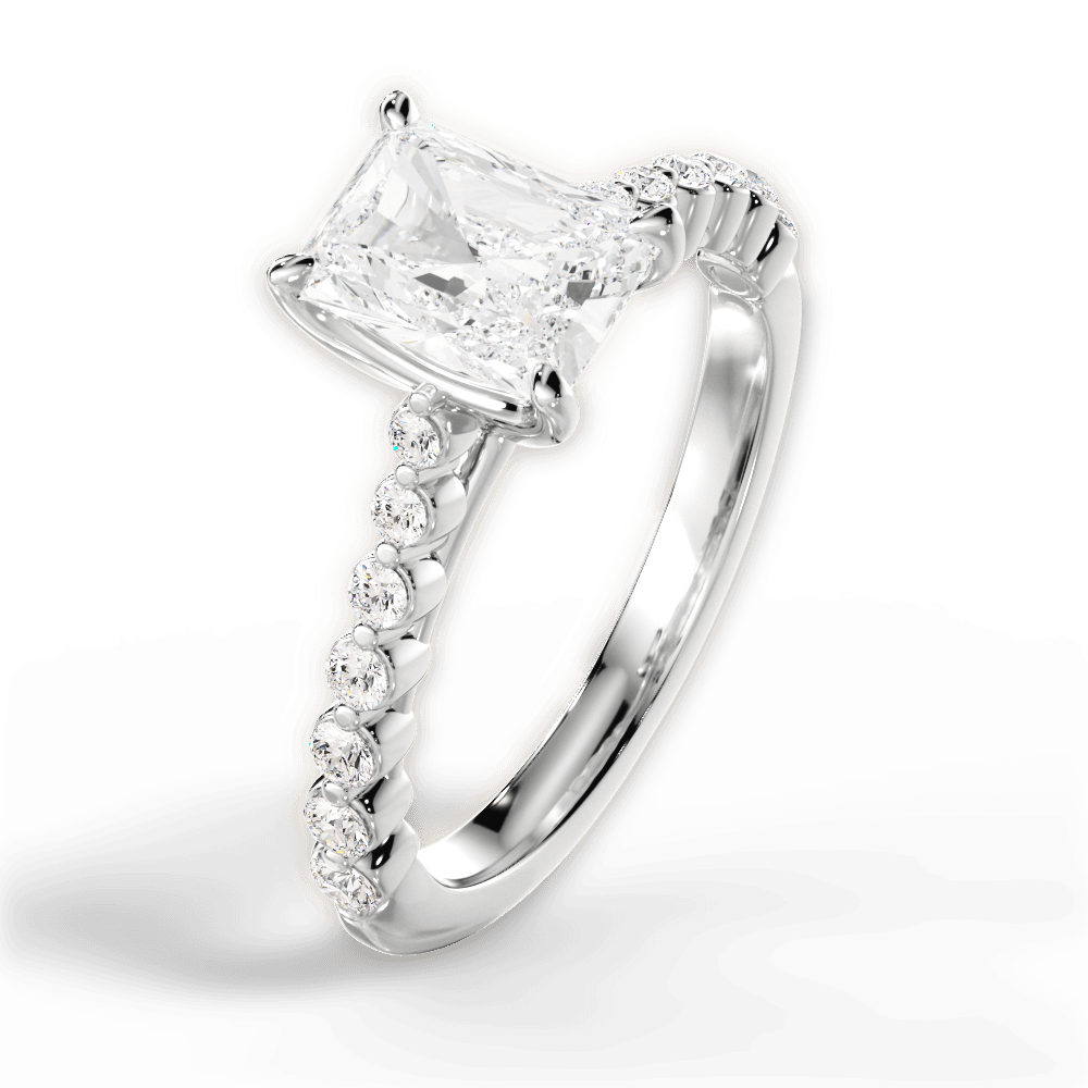 Dana Radiant Cut Lab Grown Diamond 18Kt White Gold Engagement Ring - View 3