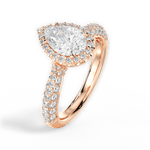 Lucy Pear Cut Lab Grown Diamond 18Kt Rose Gold Engagement Ring - View 3