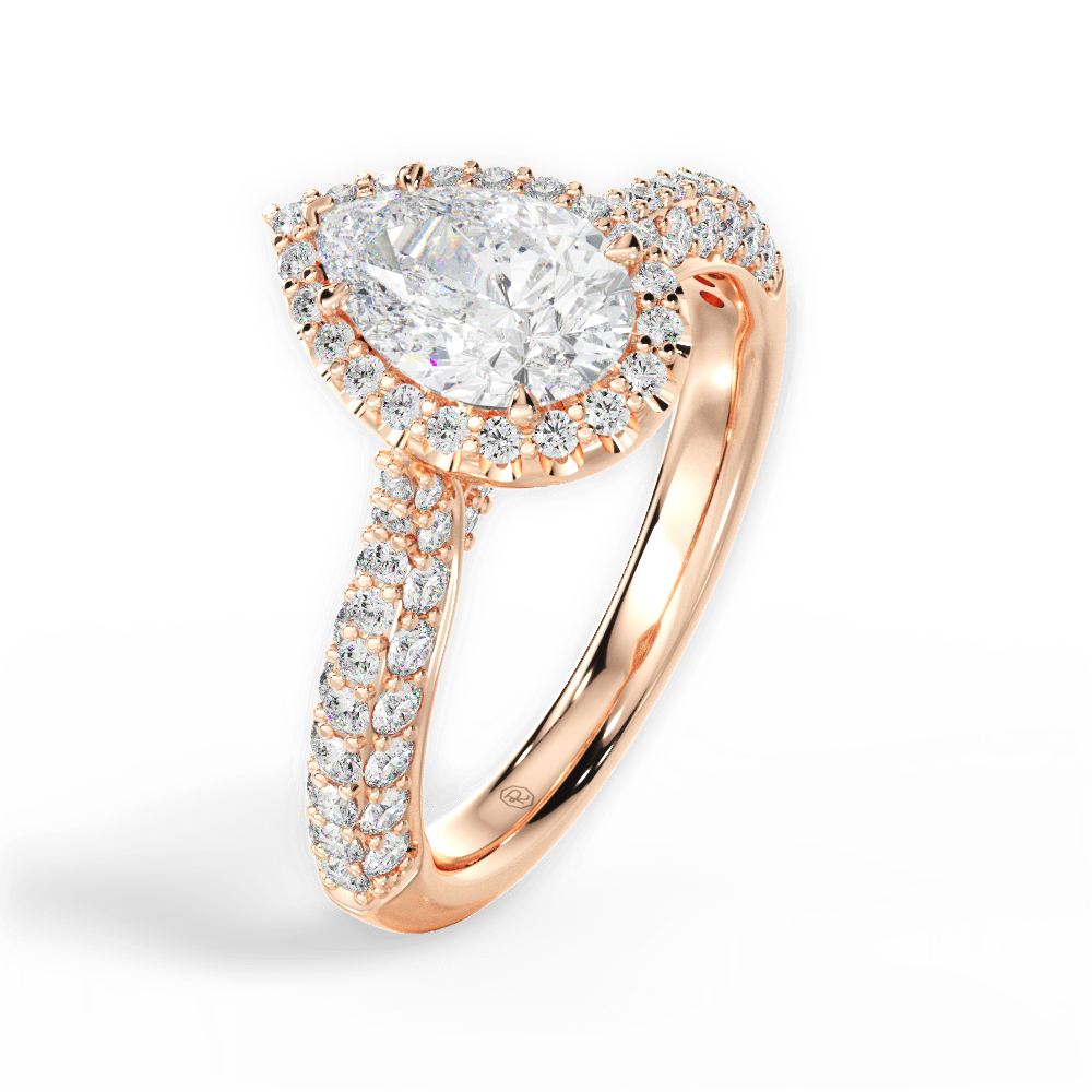 Lucy Pear Cut Lab Grown Diamond 18Kt Rose Gold Engagement Ring - View 3