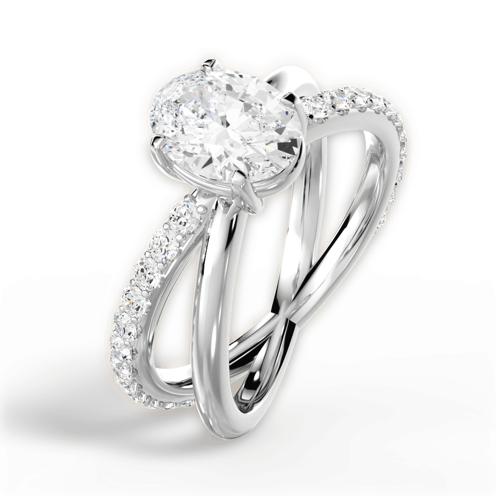 Jennifer Oval Cut Lab Grown Diamond Platinum Engagement Ring - View 2